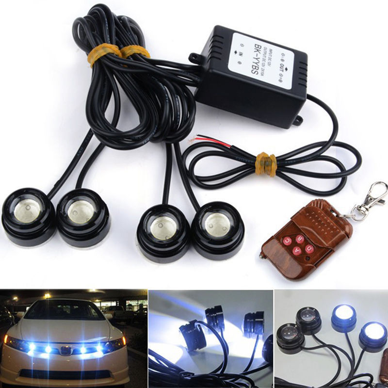 4X LED Eagle Eye Knight Night Rider Lighting DRL With Remote